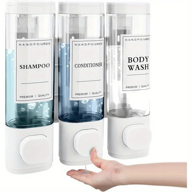 3-in-1 Wall-Mounted Soap & Shampoo Dispenser | No Drilling