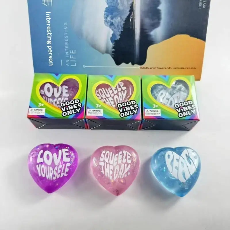 Heart Shaped Glitter Squeeze Toy – Stress Relief Sensory