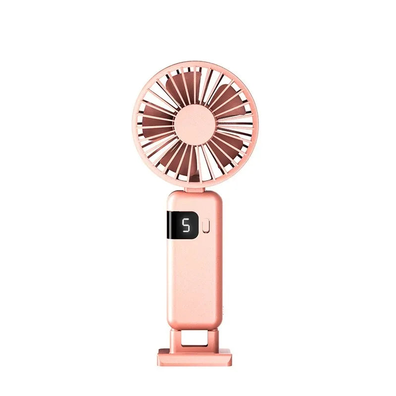Portable Mini Handheld Fan USB Rechargeable 5 Speed Super Quiet with Hook for Office Outdoor Travel Cooling Peaceful Pleasures Health and Wellness Pink