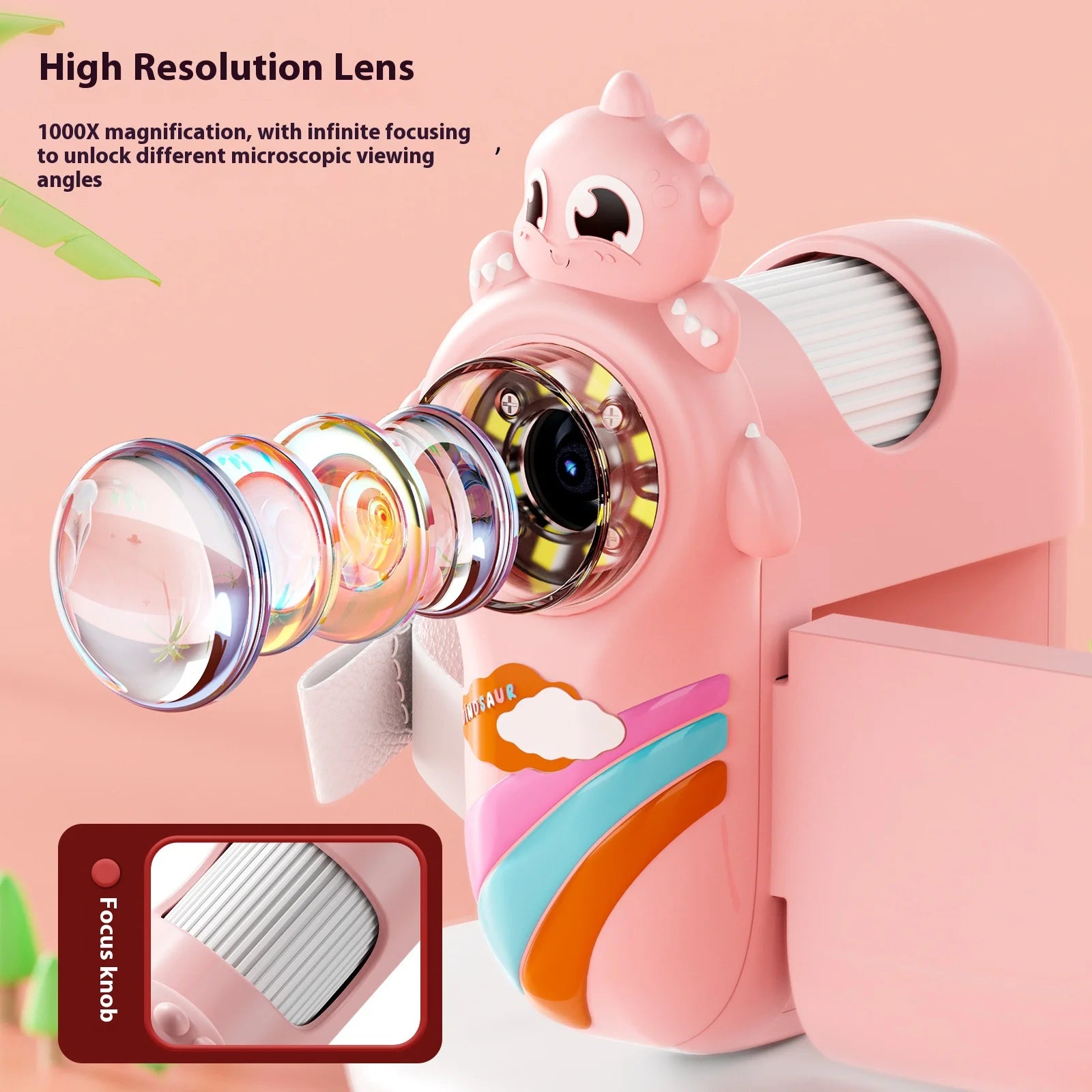 1000X Children's Microscope, Home Tutoring Learning Magnifying Glass, Specialized Extension, Extracurricular Handheld Microscope Peaceful Pleasures Health and Wellness