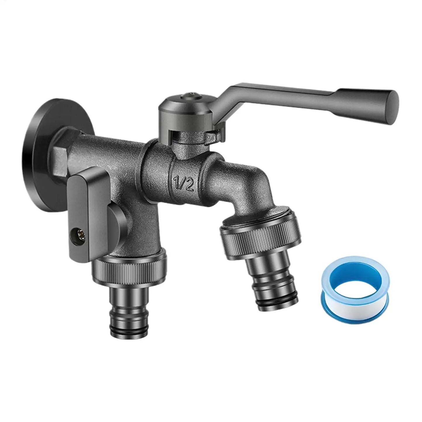 Heavy Duty Anti-Freeze 2-Way Garden Water Faucet Outdoor Tap for Car Washing Flower Irrigation Pet Grooming, Pro & Homeowners Peaceful Pleasures Health and Wellness Default Title