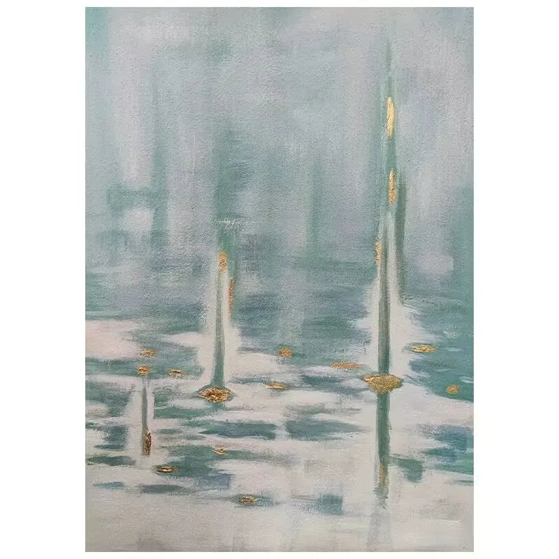Nordic Gold Foil Abstract Hand-Painted Canvas Oil Painting Canvas Oil Painting Peaceful Pleasures Health and Wellness
