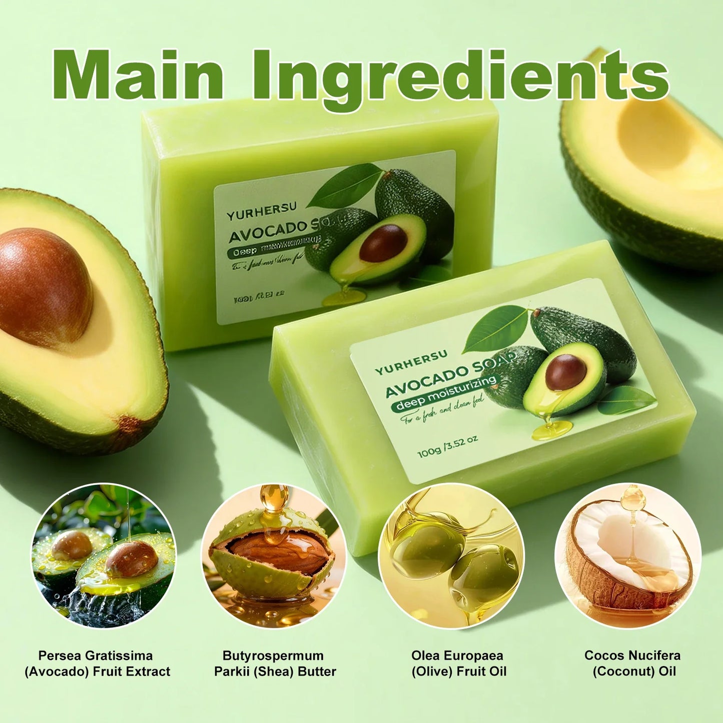Organic Avocado Extract Soap – Hydrating Brightening Body Bar
