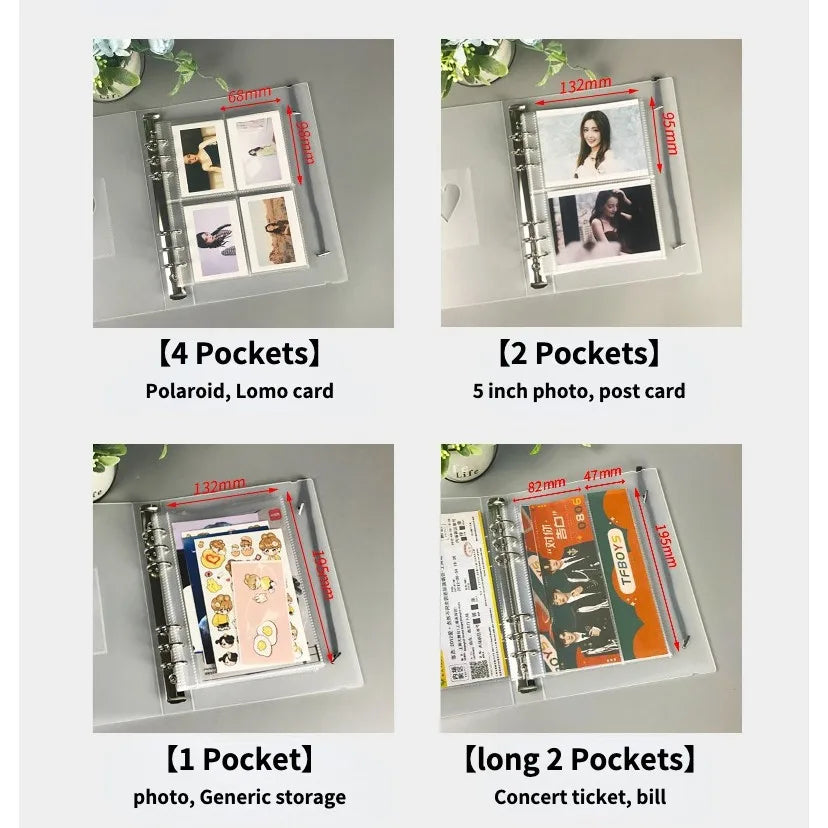 A5 Transparent Photo Album Sleeves 10pcs – 6-Hole Photocard Refill