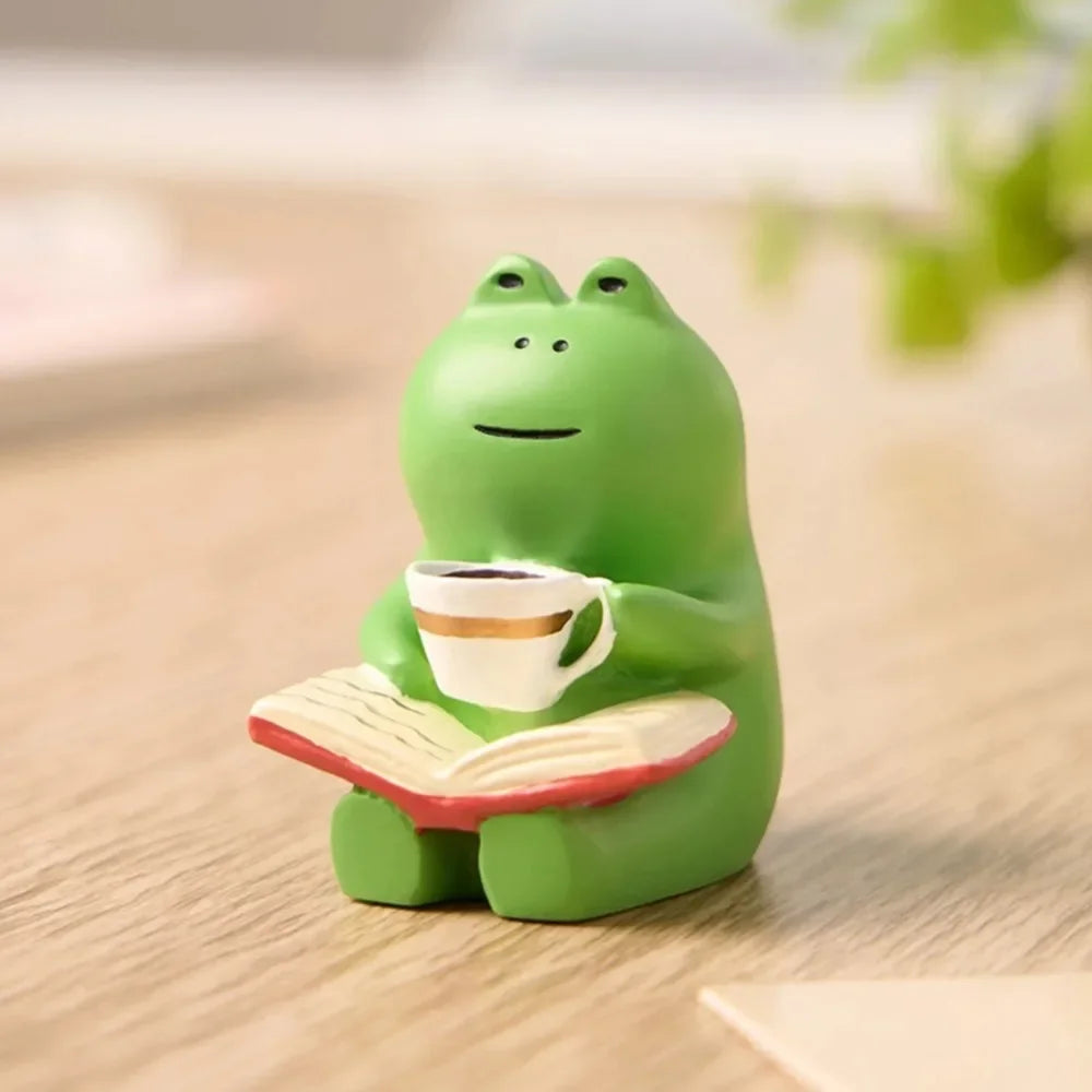 Frog Rocker Chair Cute Japanese Healing Small Decoration Office Desktop Decoration Car Center Control Decoration Peaceful Pleasures Health and Wellness