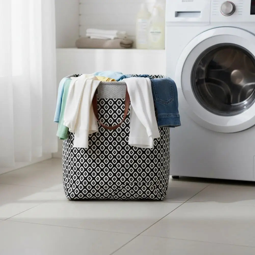 Nordic Retro Foldable Cotton Laundry Basket | Large Storage Box