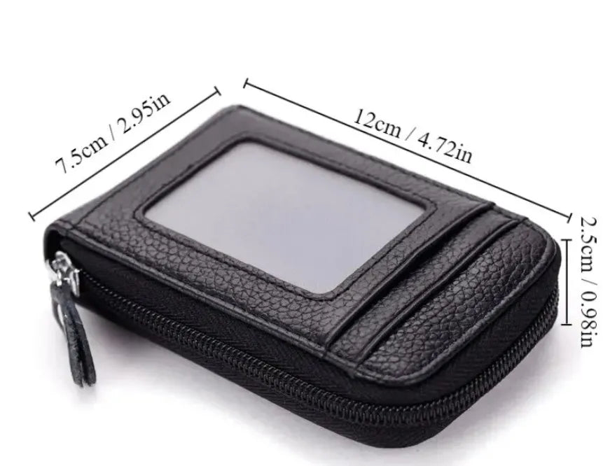 Korean PU Leather Card Organizer Wallet | Zipper Card Bag