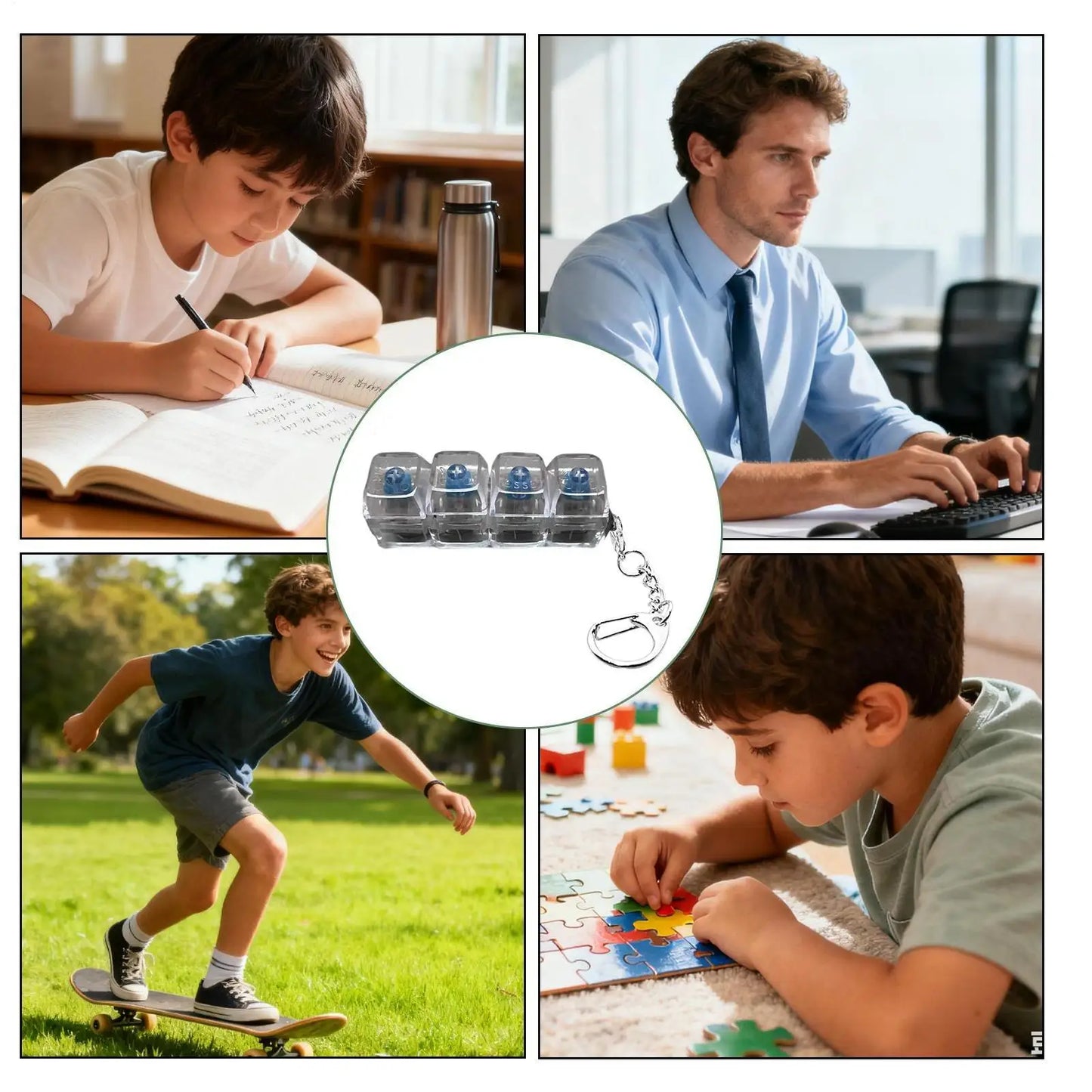4-Key Mechanical Keyboard Fidget Keychain | Light-Up Keys