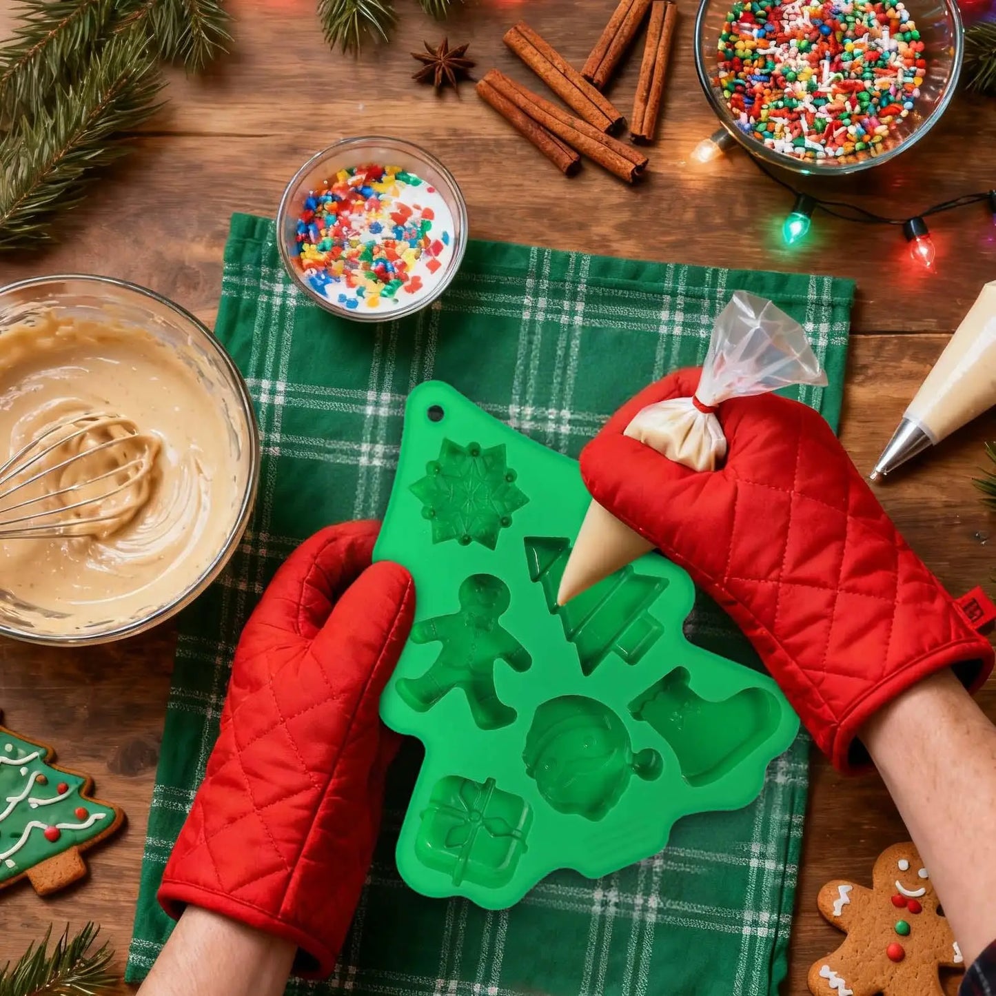 6-Cavity Christmas Tree & Santa Claus Silicone Mold, Flexible Baking Fondant Mold for Christmas Cookies, Cupcakes, Cake Decor Peaceful Pleasures Health and Wellness China Mainland