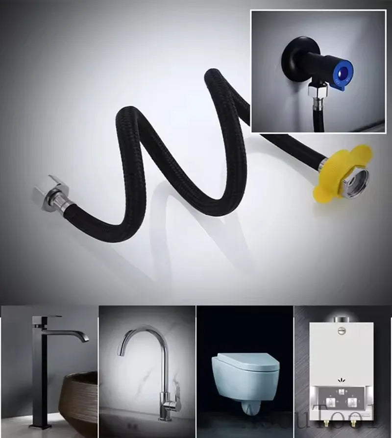 G1/2" Black Water Inlet Hose – Cold & Hot Faucet Connector