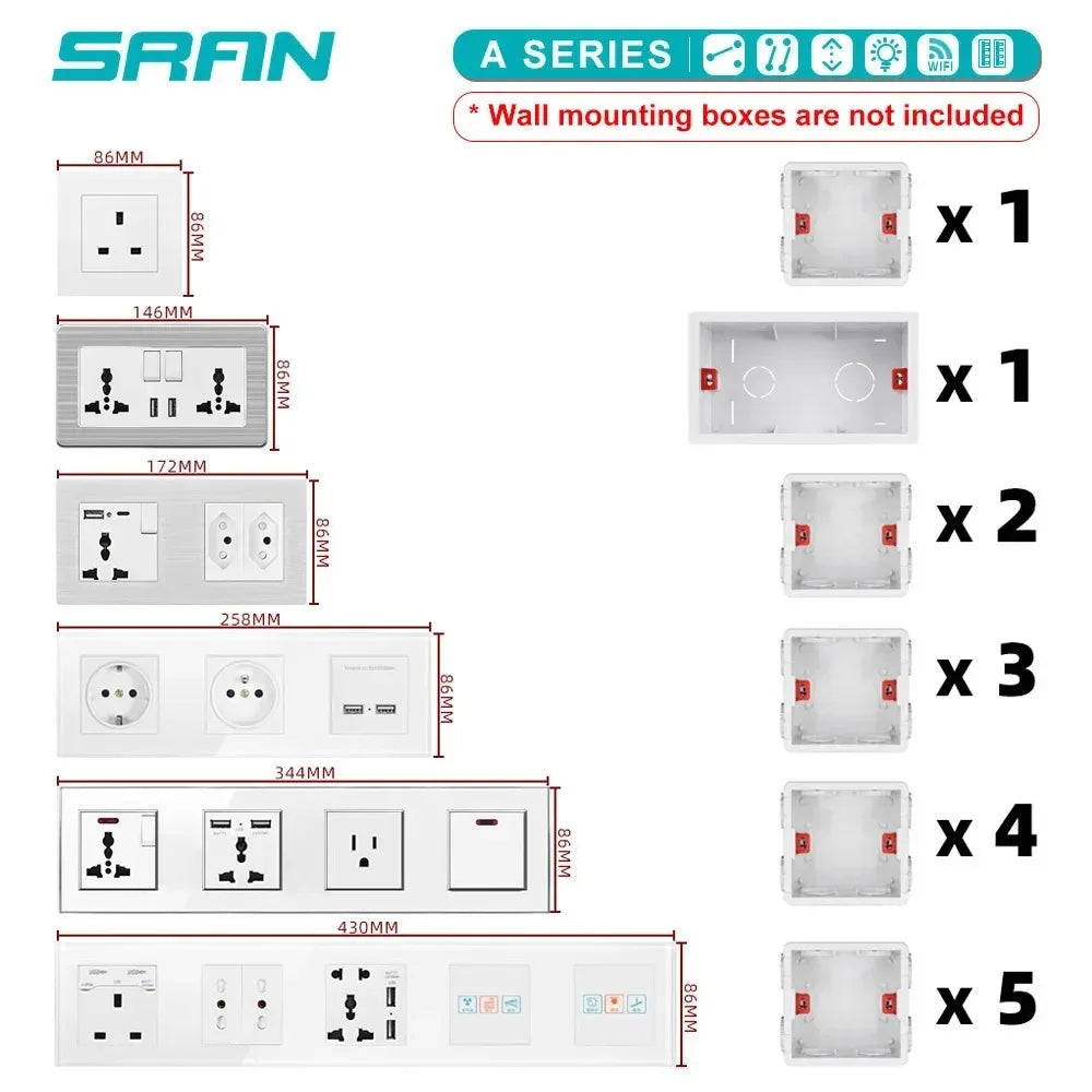 EU Standard Wall Socket 20W USB & Type-C Fast Charging 5V/2A Dual Ports 86x86mm Flame Retardant Panel CE Certified Peaceful Pleasures Health and Wellness