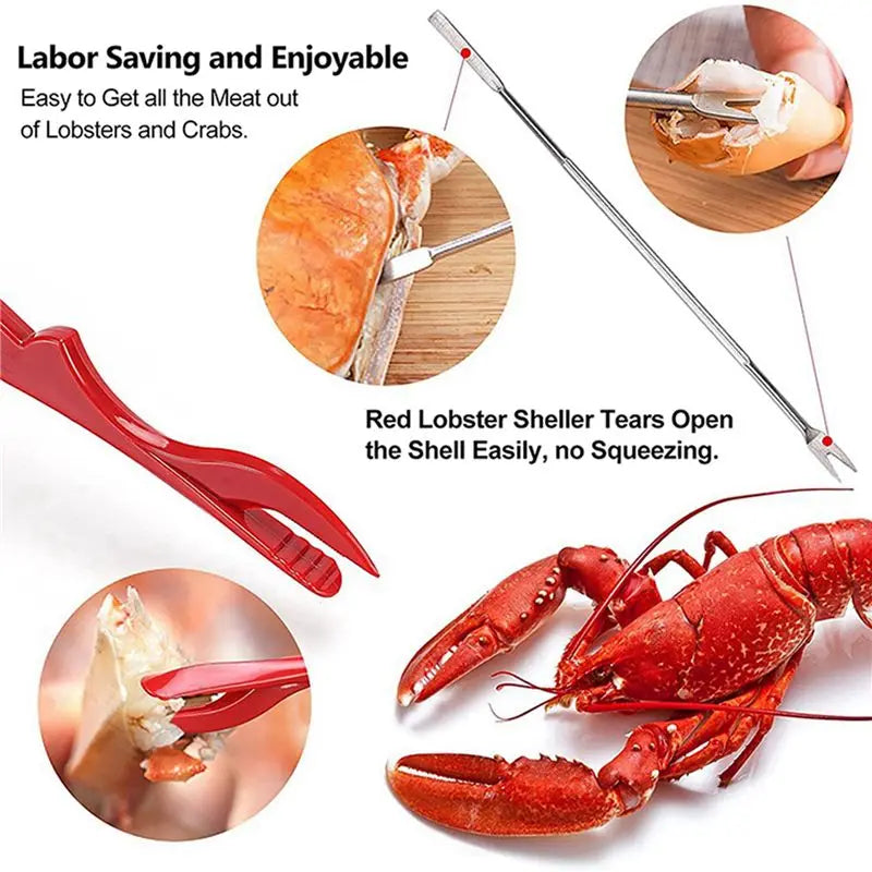 A36T-Crab Crackers And Tools, Lobster - 4 Crab Leg Crackers And 8 Crab Leg Forks Sturdy & Durable & Rustproof &Reusable Peaceful Pleasures Health and Wellness