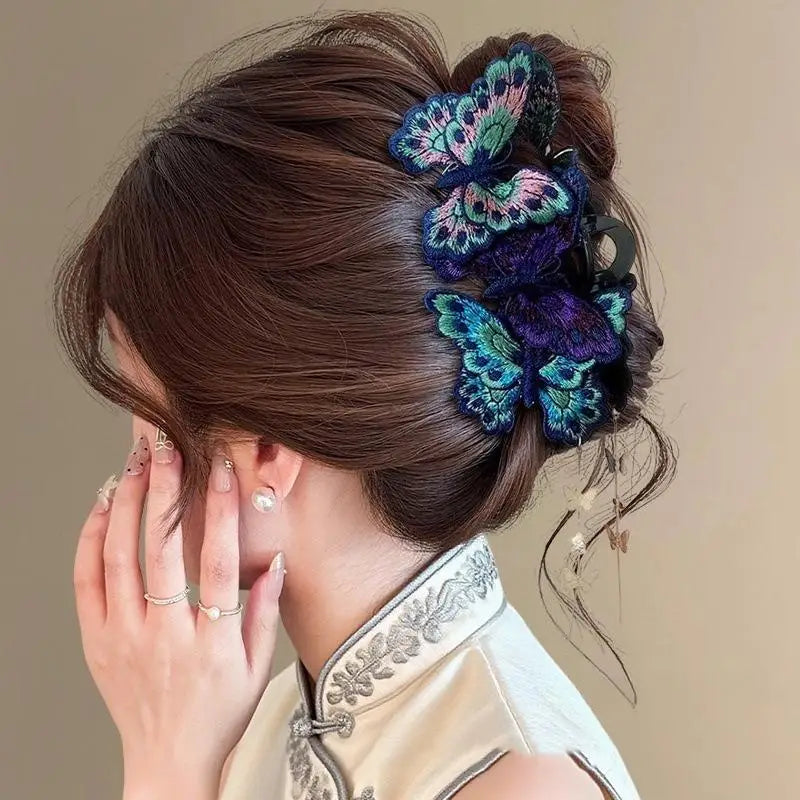 Chinese Butterfly Hair Claw Clip – Floral Tassel Hanfu Style