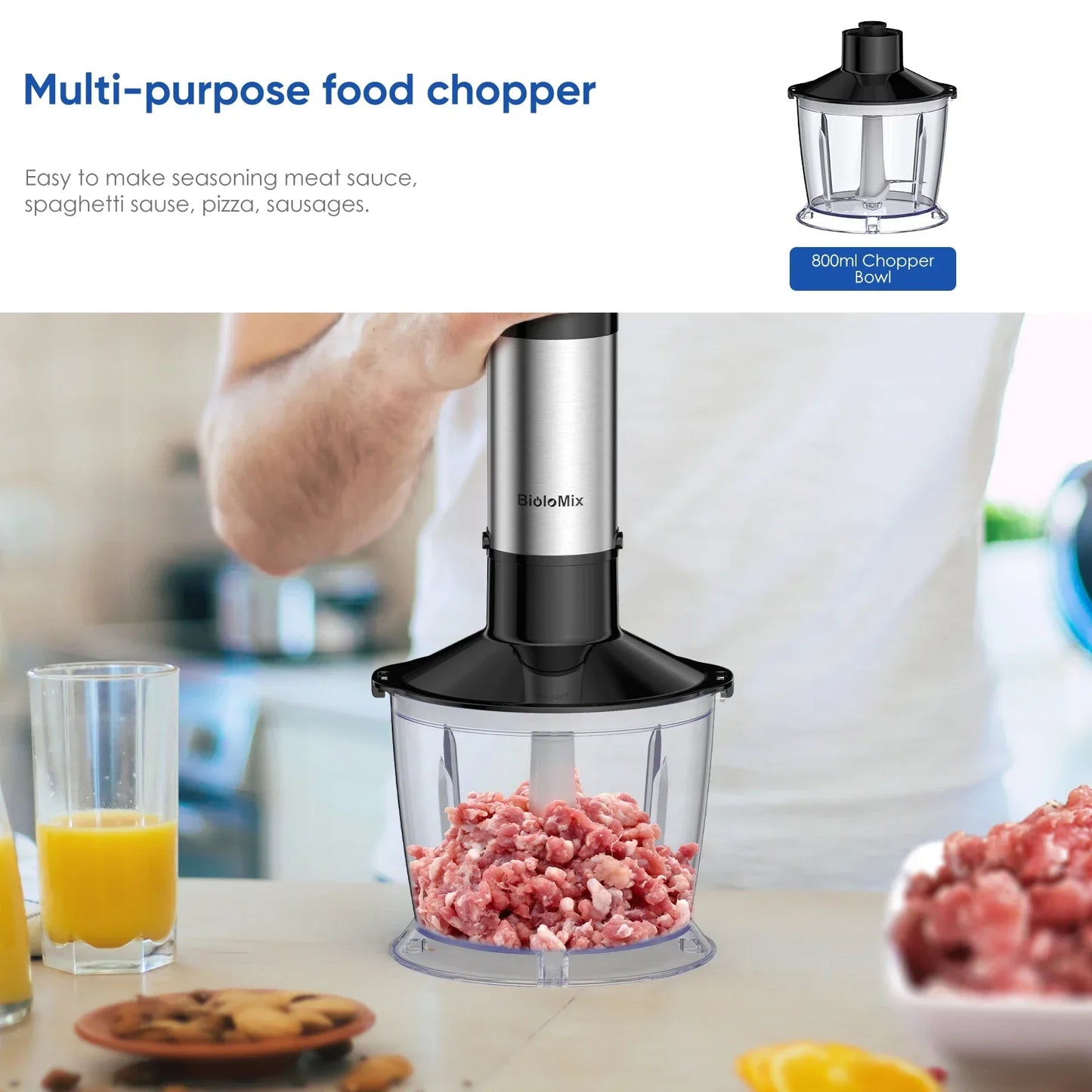 BioloMix 5-in-1 Immersion Hand Blender 1500W | Food Processor Peaceful Pleasures Health and Wellness