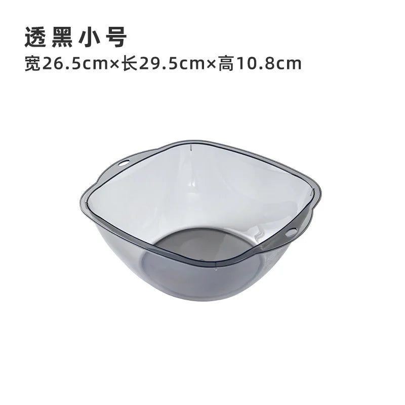 Washstand Transparent Thickened Washbasin Household Large Plastic Wash Basin Dormitory Student Washbasin Baby Foot Wash Basin Peaceful Pleasures Health and Wellness gray-S