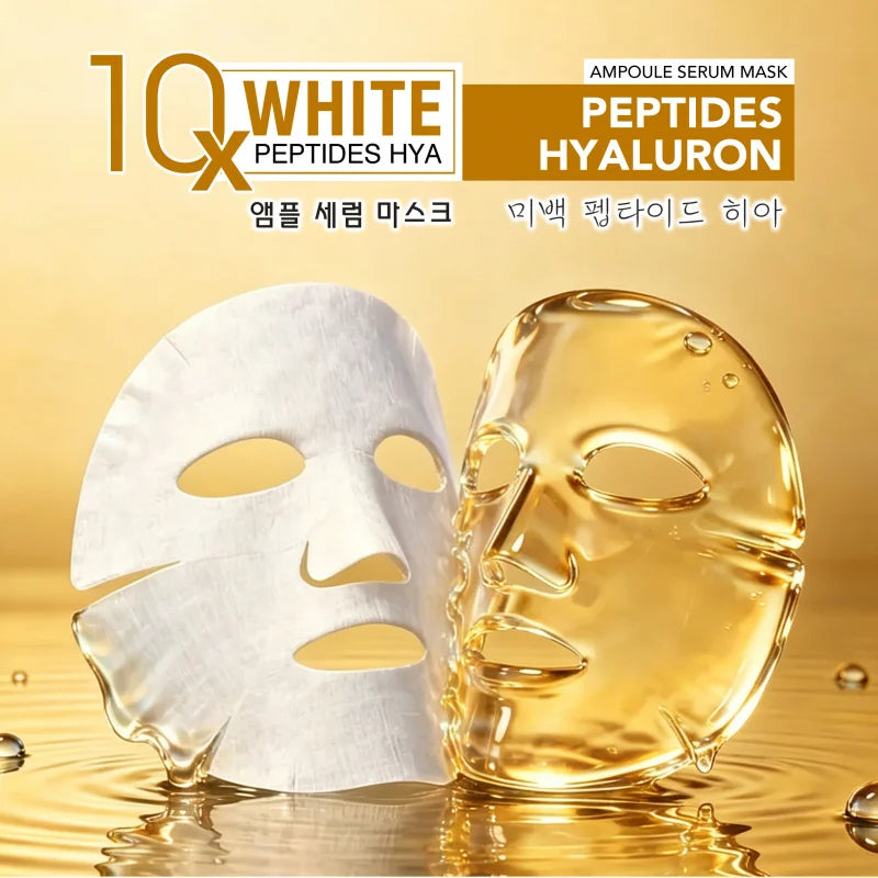 DR.DAVEY Peptides Hya Facial Mask Sheet Facial Care Moisturizing and Tender Skin Easy to Absorb Portable 10 Tablets/Box Peaceful Pleasures Health and Wellness