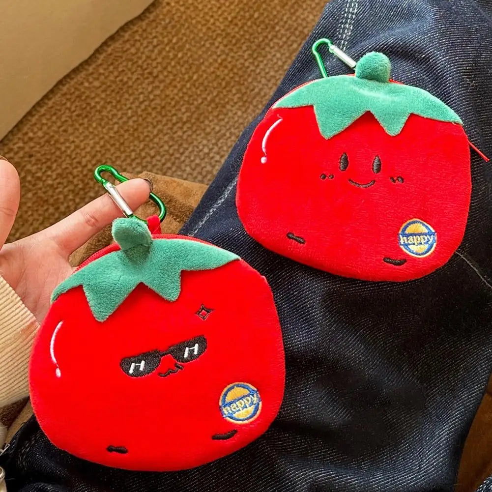 Strawberry Plush Coin Purse Keychain Mini Pouch Bag Charm
