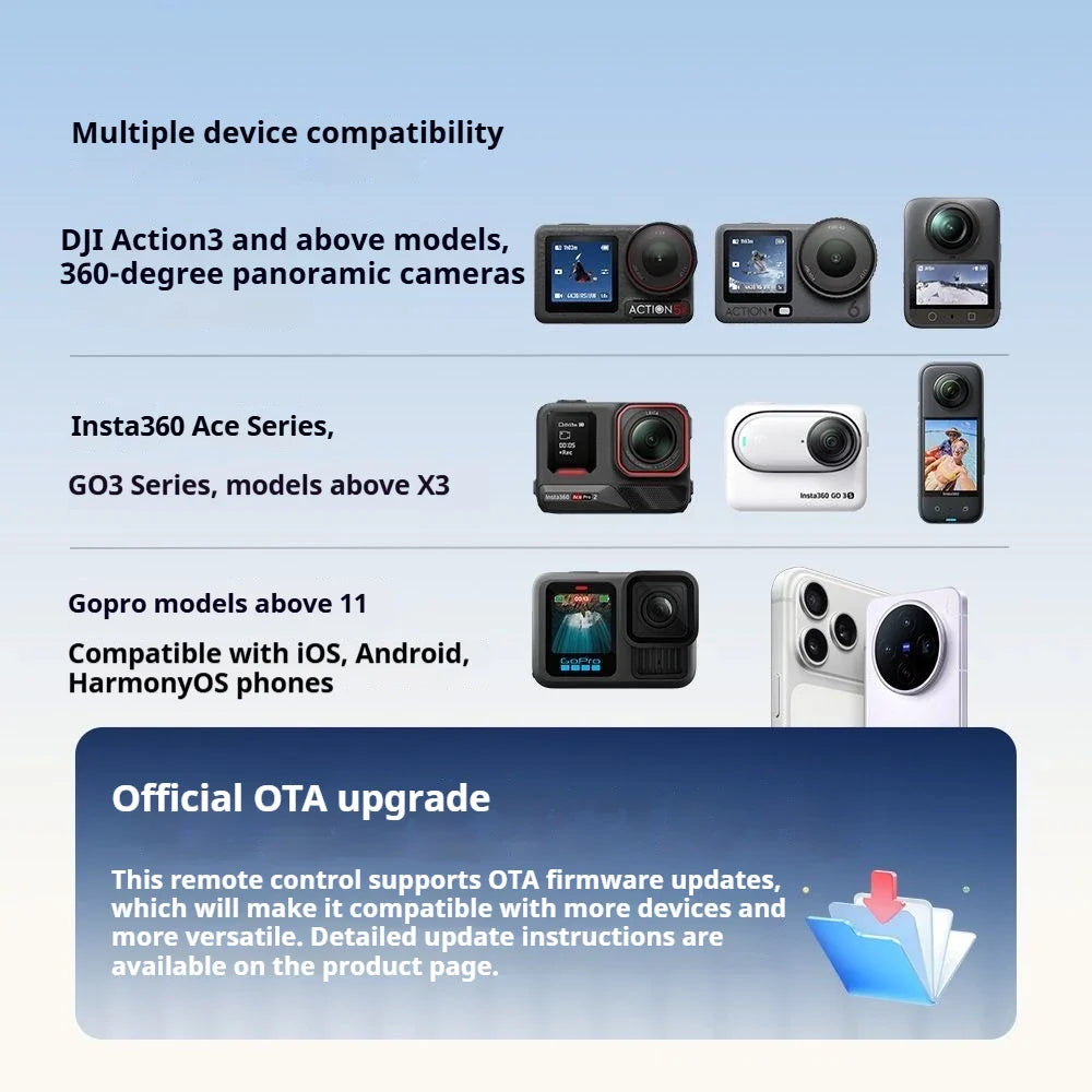 50M Bluetooth Remote for DJI, Insta360 & GoPro | Wristband