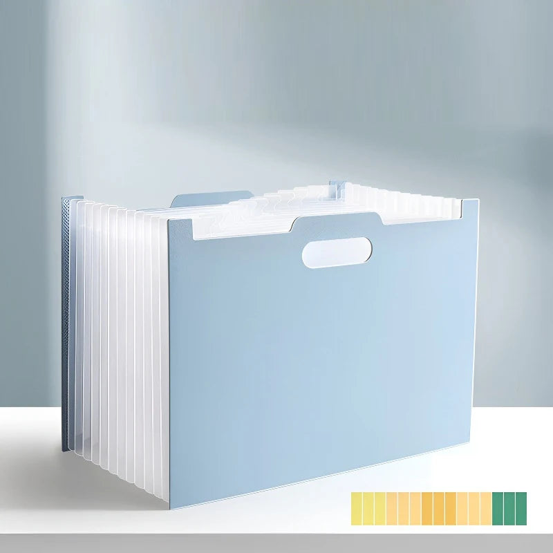 13-Pocket Accordion File Organizer | A4/Letter Expanding Folder Accordion File Organizer Peaceful Pleasures Health and Wellness Light blue