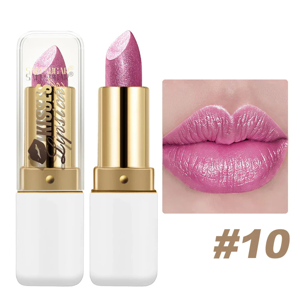 SAM SUGAR Metallic Pearlescent Lipstick – Matte Velvet Waterproof
