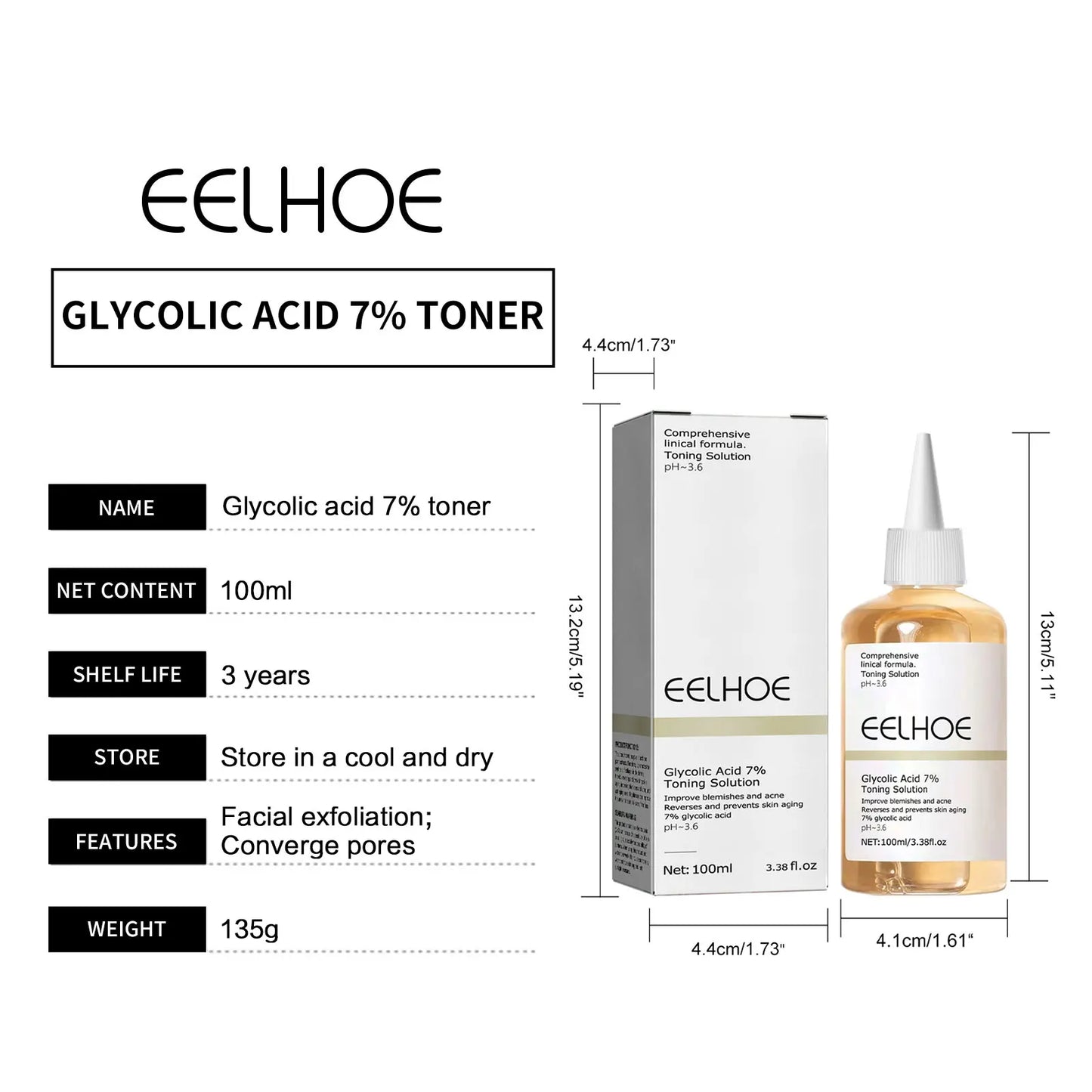 EELHOE 7% Glycolic Acid Toner | Exfoliant for Glowing Skin