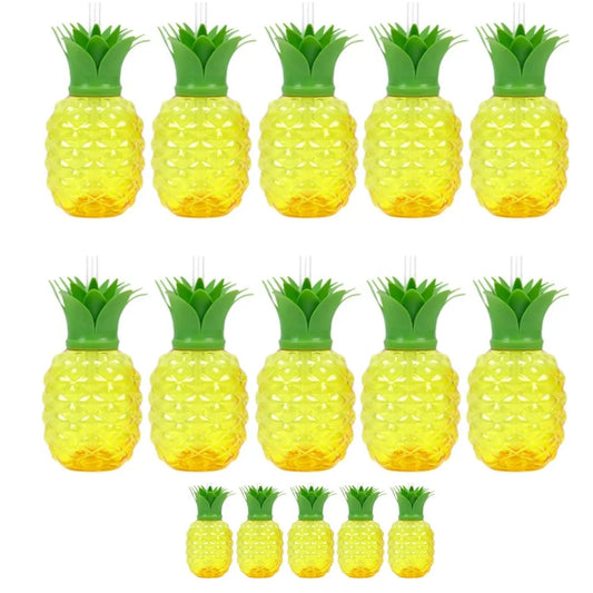 6/15 Free BPA Pineapple Cups with Straw Plastic Cups Tumbler for Hawaiian Party Cups Luau Tiki and Beach Party Carton Package Peaceful Pleasures Health and Wellness 15PCS
