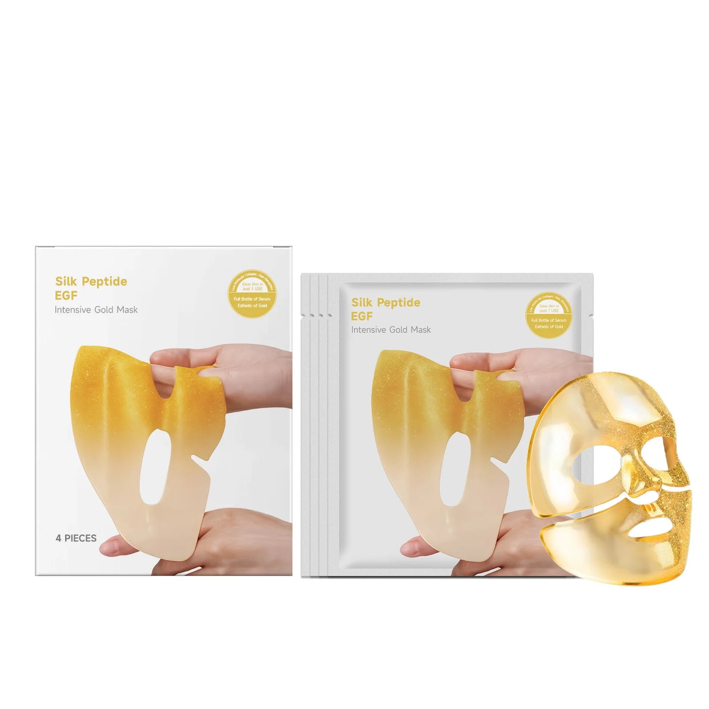 Collagen Intensive Gold Mask Moisturizing Sculpted Facial Contour Soothing Skin Discomfort Enhance Skin Radianc Firm Face Mask Peaceful Pleasures Health and Wellness 4PCS Boxed