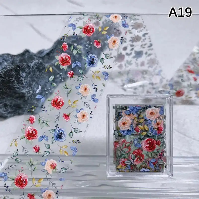 1Pcs Flower Nail Transfer Foils Stickers for Nail Art Peaceful Pleasures Health and Wellness A19
