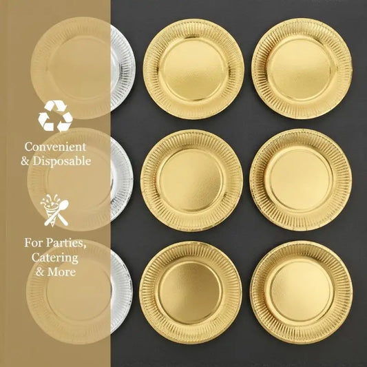 Metallic Foil Disposable Paper Plates Gold Silver 50 Pack Disposable Party Plates Oasis Select