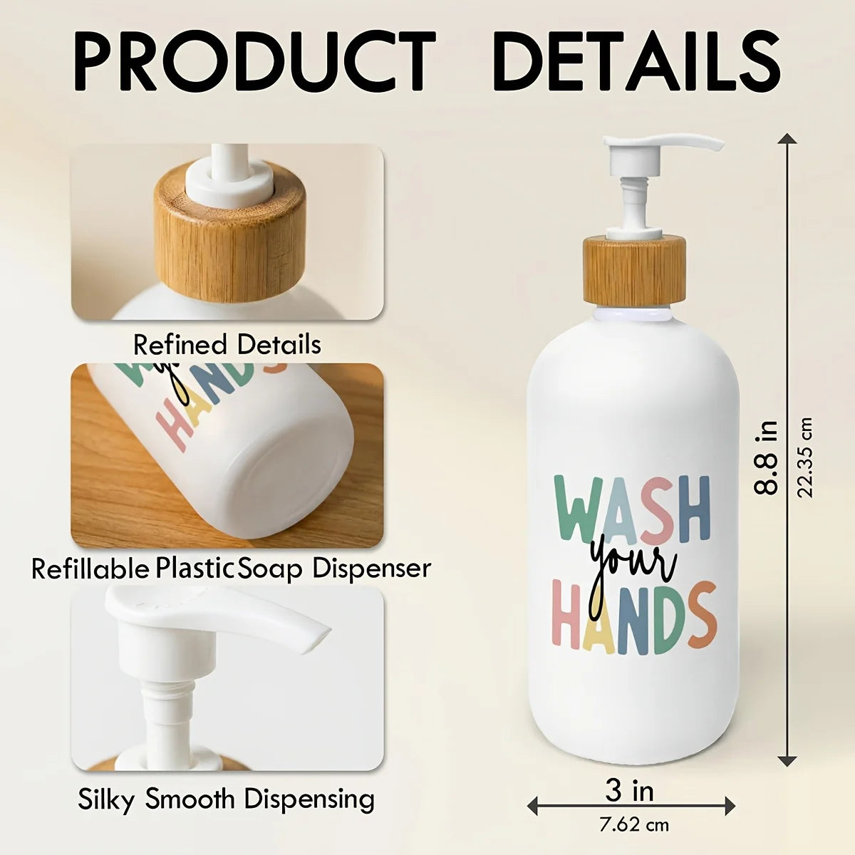 Boho Soap Dispenser with Pump – Refillable Countertop Hand Soap Pump Bottle