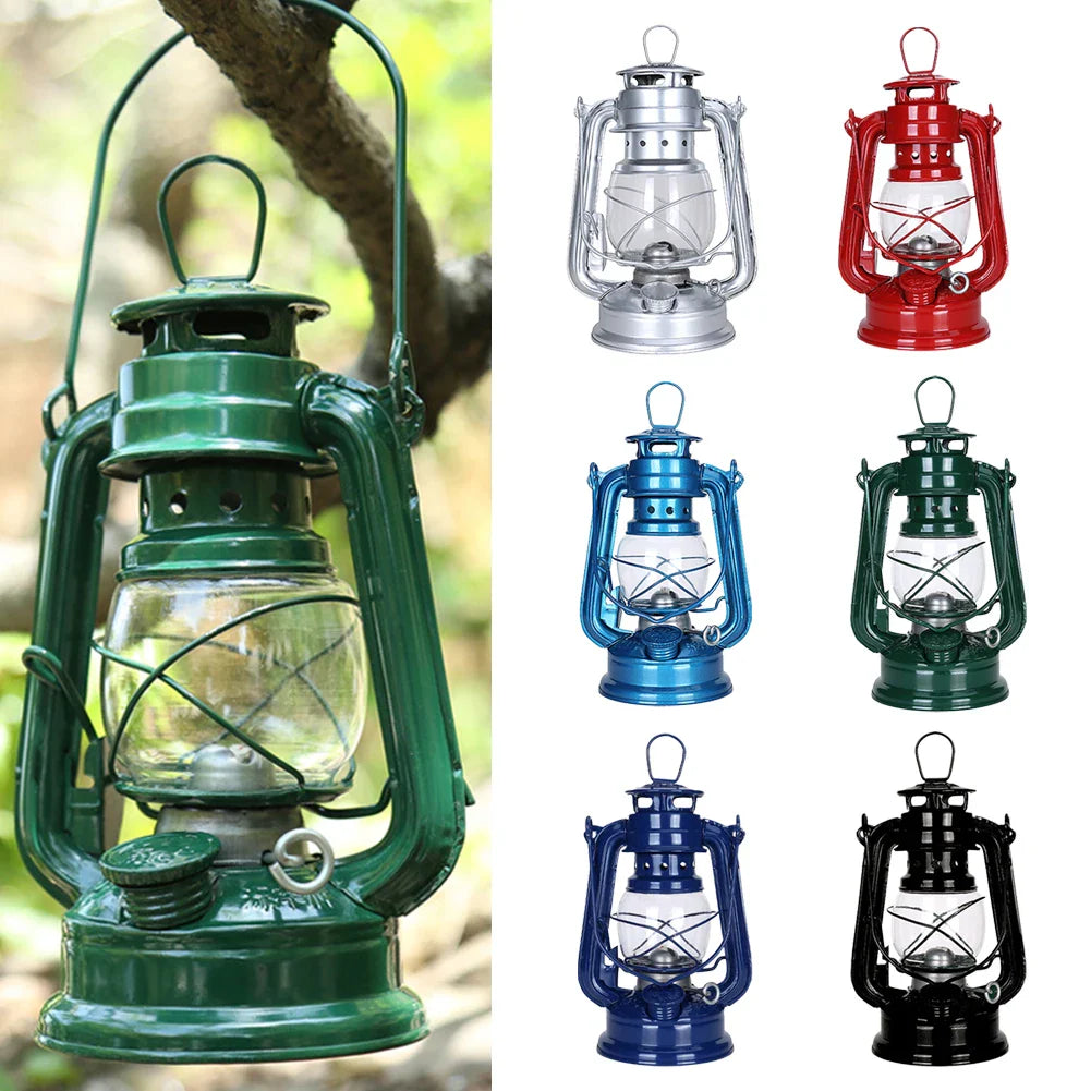 Retro Kerosene Camping Lantern | Portable Metal Storm Lamp