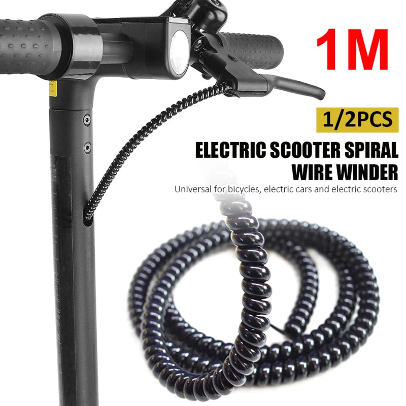 1/2Pcs Spiral Cable Management Wrap Tube Wear Resistant Flexible Wire Organizer for Bike Motorcycle and Electric Scooter Peaceful Pleasures Health and Wellness