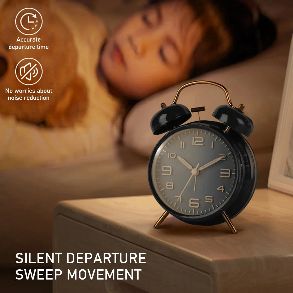4-Inch Mini Silent Analog Alarm Clock | Bedside & Dorm