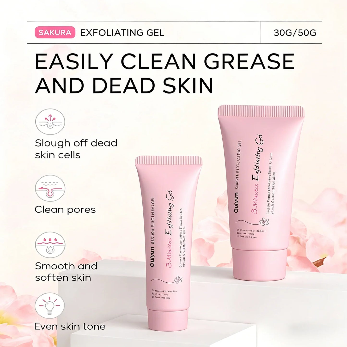 LAIKOU Sakura Exfoliating Gel Facial Scrub – Deep Clean 30g/50g