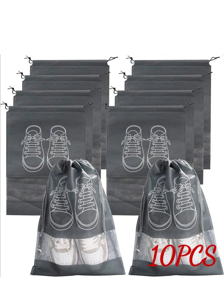 10-Pack Hanging Shoe Storage Bags | Non-Woven Closet Organizer