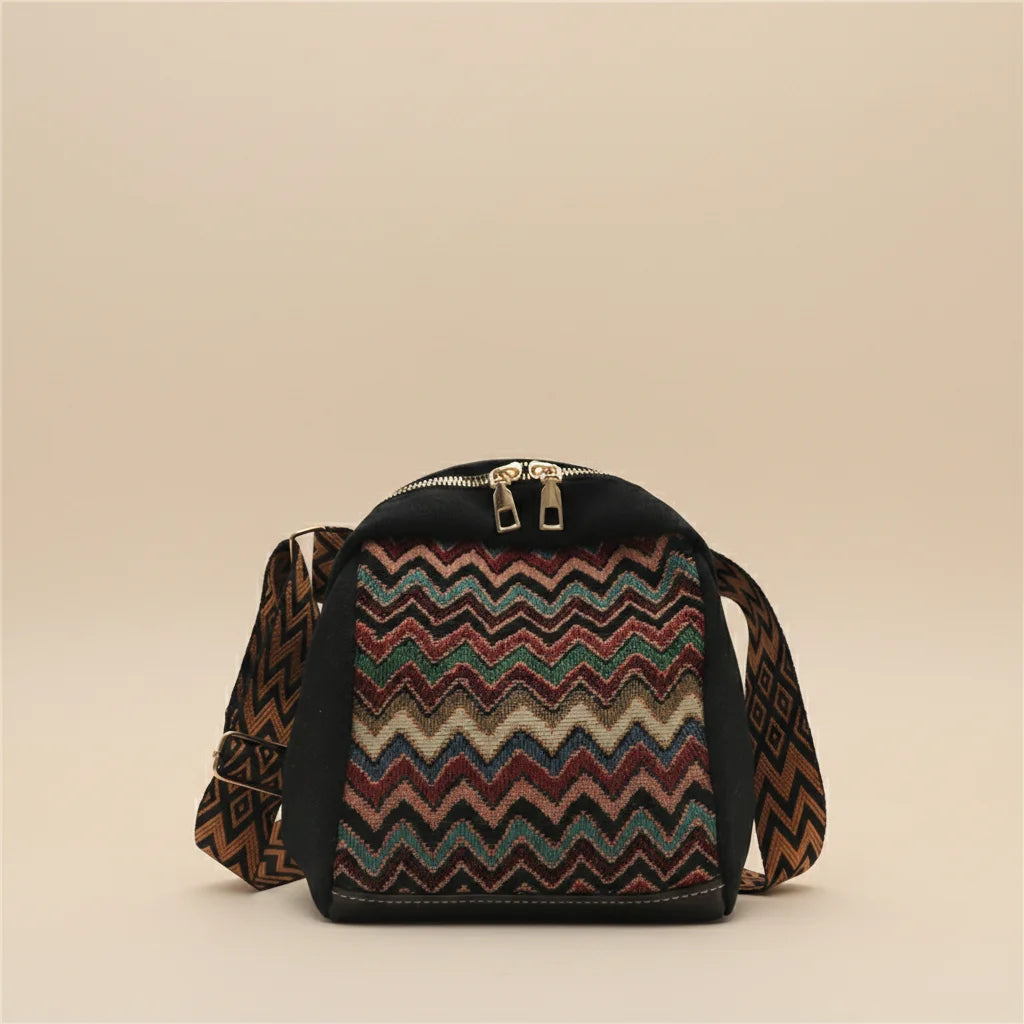 Ethnic Style Canvas Shoulder Bag For Women Large Capacity Mobile Phone Bag With Adjustable Strap Peaceful Pleasures Health and Wellness