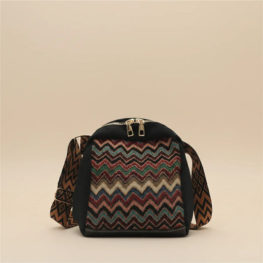 Ethnic Style Canvas Shoulder Bag For Women Large Capacity Mobile Phone Bag With Adjustable Strap Peaceful Pleasures Health and Wellness