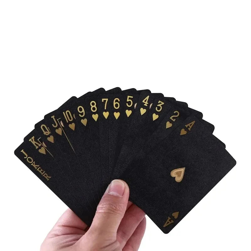 Black Rose Frosted Waterproof Plastic Playing Cards – 55-Card Deck