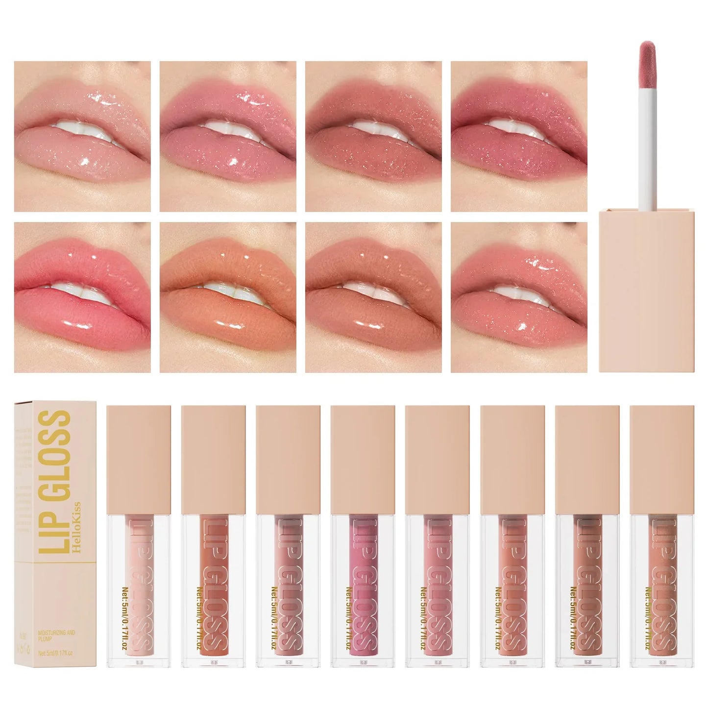 Hello Kiss Mirror Lip Gloss – Waterproof & Long-Lasting Shine