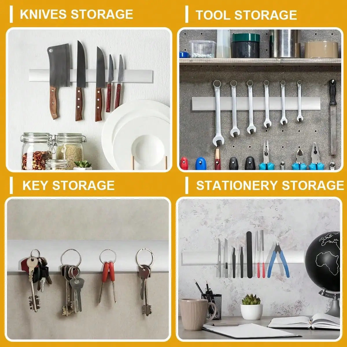 Leeseph Magnetic Knife Holder for Wall, Multipurpose Stainless Steel Magnetic Knife Strip Knife Rack, Kitchen Utensil Organizer Peaceful Pleasures Health and Wellness