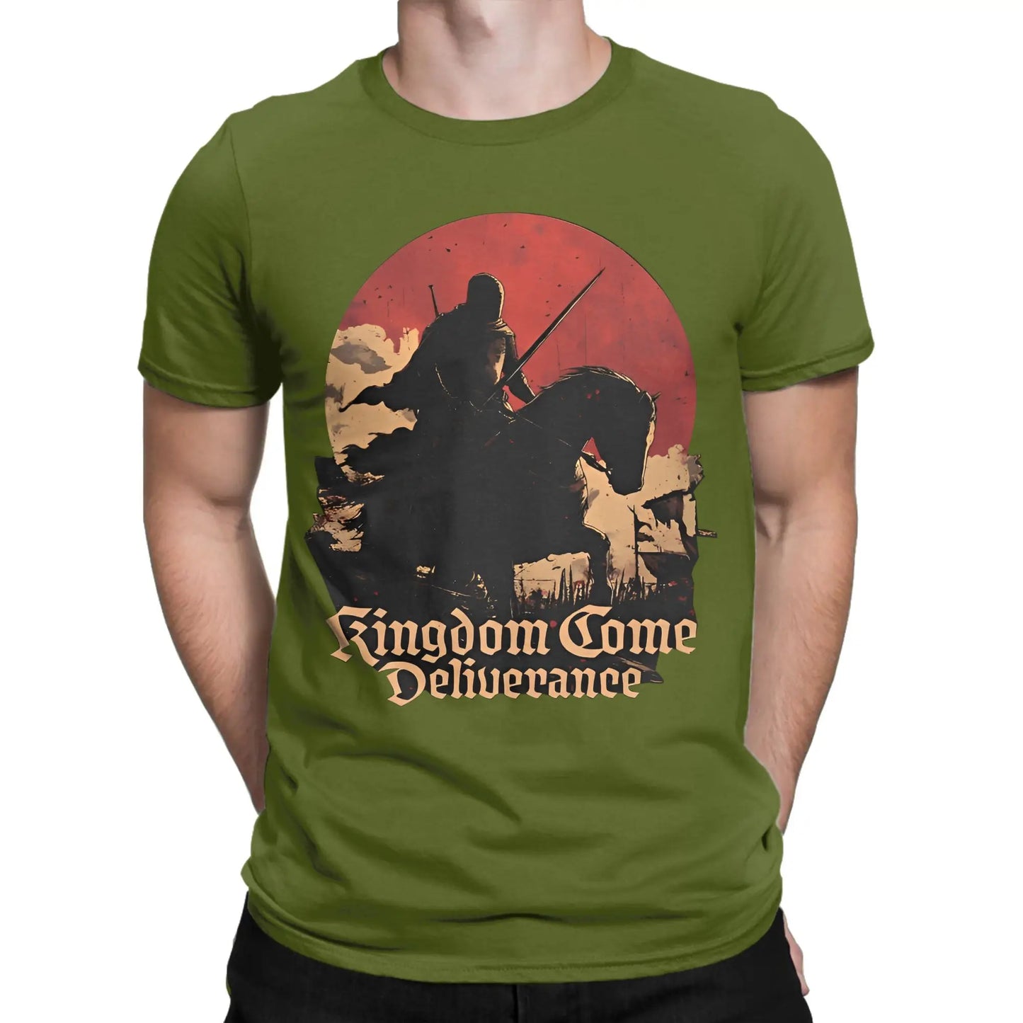 Kingdoms T Shirts for Men Pure Cotton Funny T-Shirts Round Collar Come Deliverances Tee Shirt Short Sleeve Clothing Classic Peaceful Pleasures Health and Wellness army green XXL
