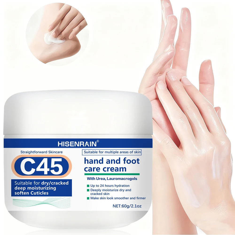 HISENRAIN Mineral & Coconut Oil Hand Foot Cream - Intense Repair for Dry Cracked Skin, 24H Moisturizing Non-Greasy Formula. Peaceful Pleasures Health and Wellness