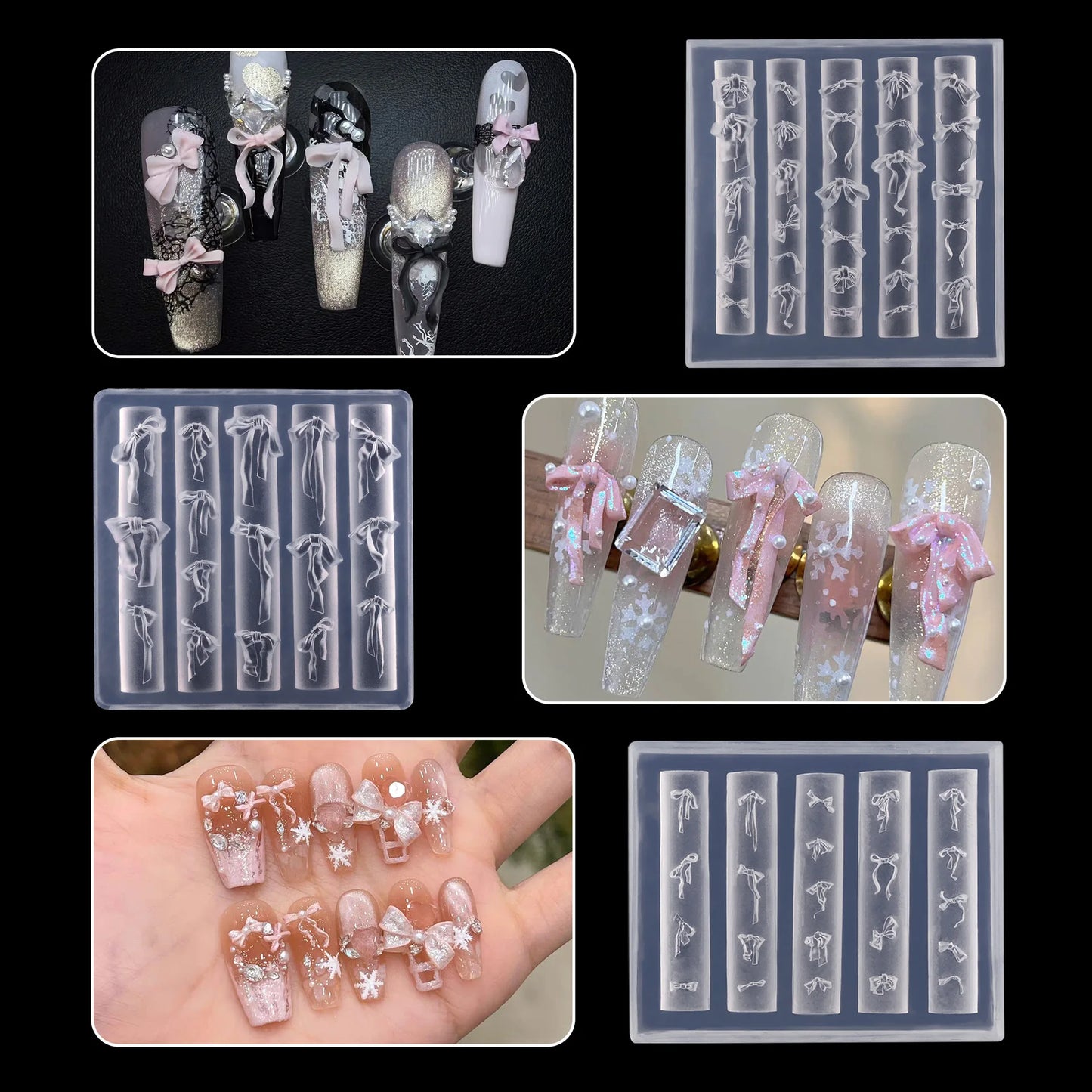 3D Bow Nail Art Silicone Mold – Reusable Ribbon Bowknot Charm