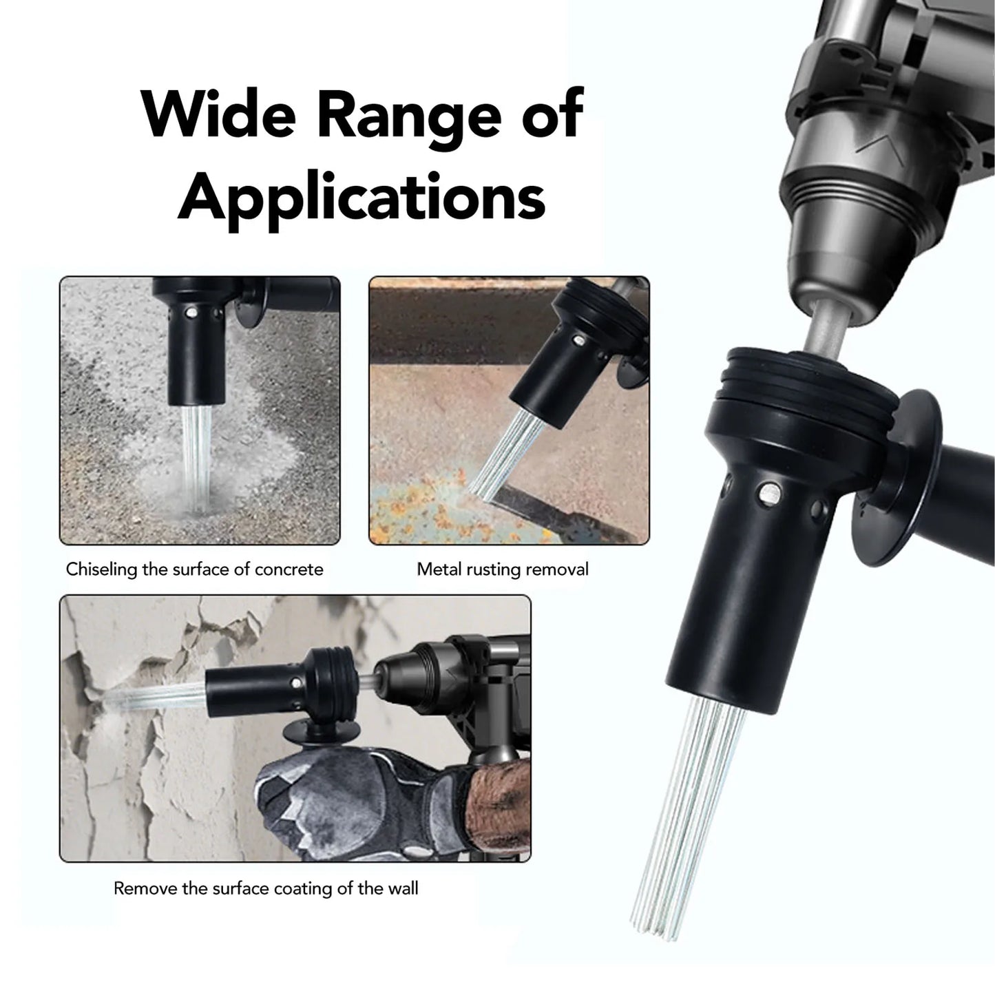 Electric Hammer Needle Scaler Attachment | 2 Pit 2 Slot Round Shank