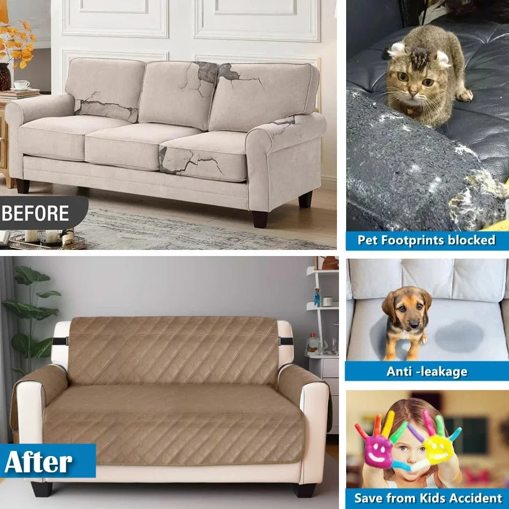 Waterproof Sofa Cover Quilted Anti-wear Couch Covers for Dog Pet Kids Recliner Armchair Furniture 1/2/3/4 Seater Protector Peaceful Pleasures Health and Wellness