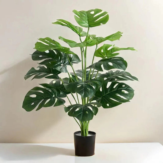 Artificial Monstera Leaf Faux Potted Plant | Realistic Decor Artificial Potted Plant Peaceful Pleasures Health and Wellness