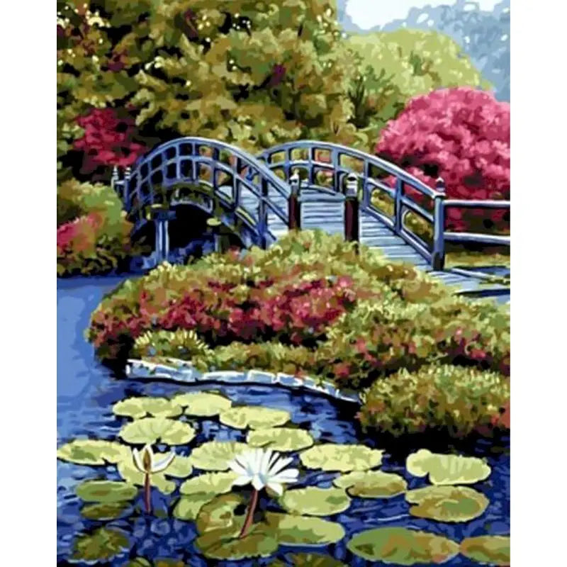 GATYZTORY Paint By Number Landscape Drawing On Canvas HandPainted Art Gift DIY Pictures By Number Lotus Pond Kits Home Decor Peaceful Pleasures Health and Wellness 1-2 40x60cm Unframed