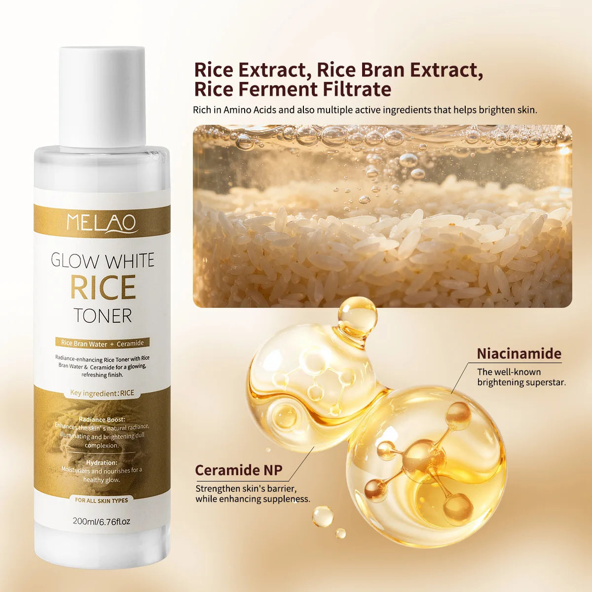 200ml Rice Toner Moisturizing Skin Care Hydrating soothing Gentle Nourishing Brightening For Young Glowy Korean Skin Care Peaceful Pleasures Health and Wellness