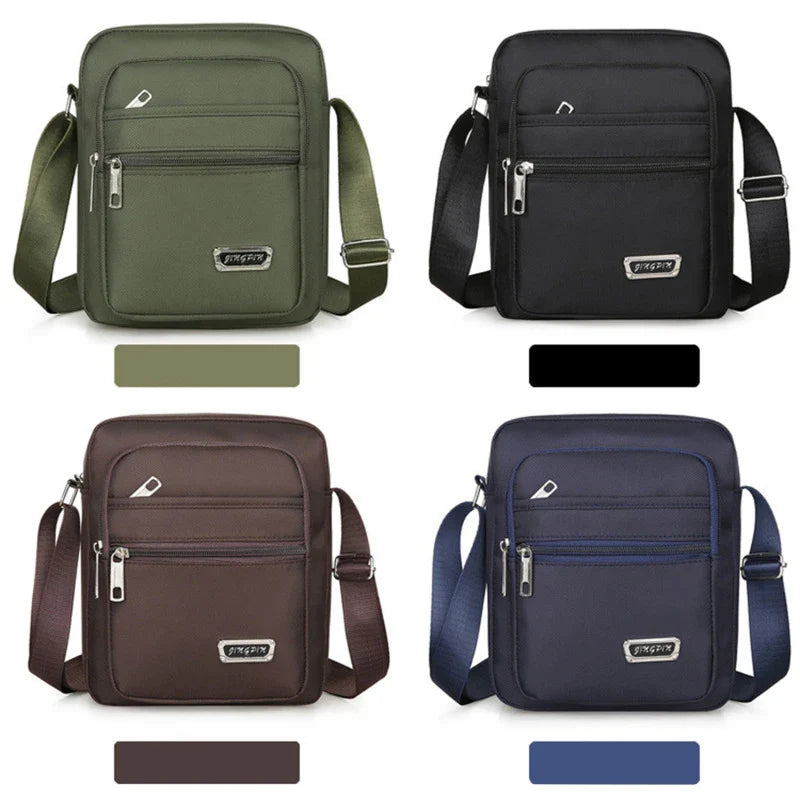 Men's Nylon Waterproof Crossbody Bag – Multi-Pocket Shoulder