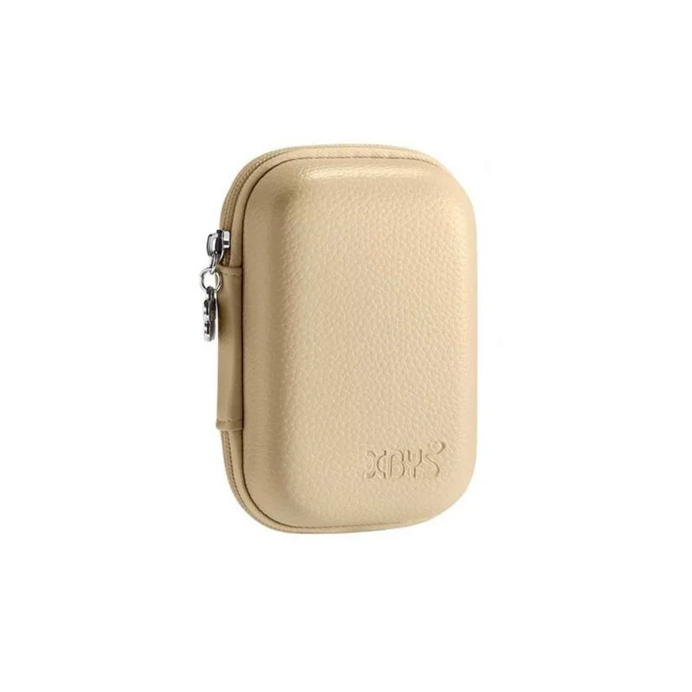 PU Leather Digital Camera Case Hard Shell Shockproof Cameras Storage Holder Earphone Data Waterproof Camera Carrying Bag SD Card Peaceful Pleasures Health and Wellness Khaki